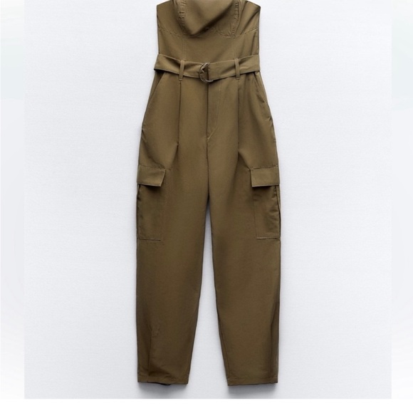 Zara Strapless Cargo Jumpsuit - Picture 3 of 9